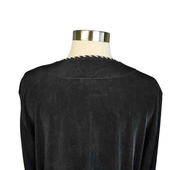 Chicos Travelers Womens Vintage Cardigan Size US Large Black Braided Hem Travel - Picture 6 of 10